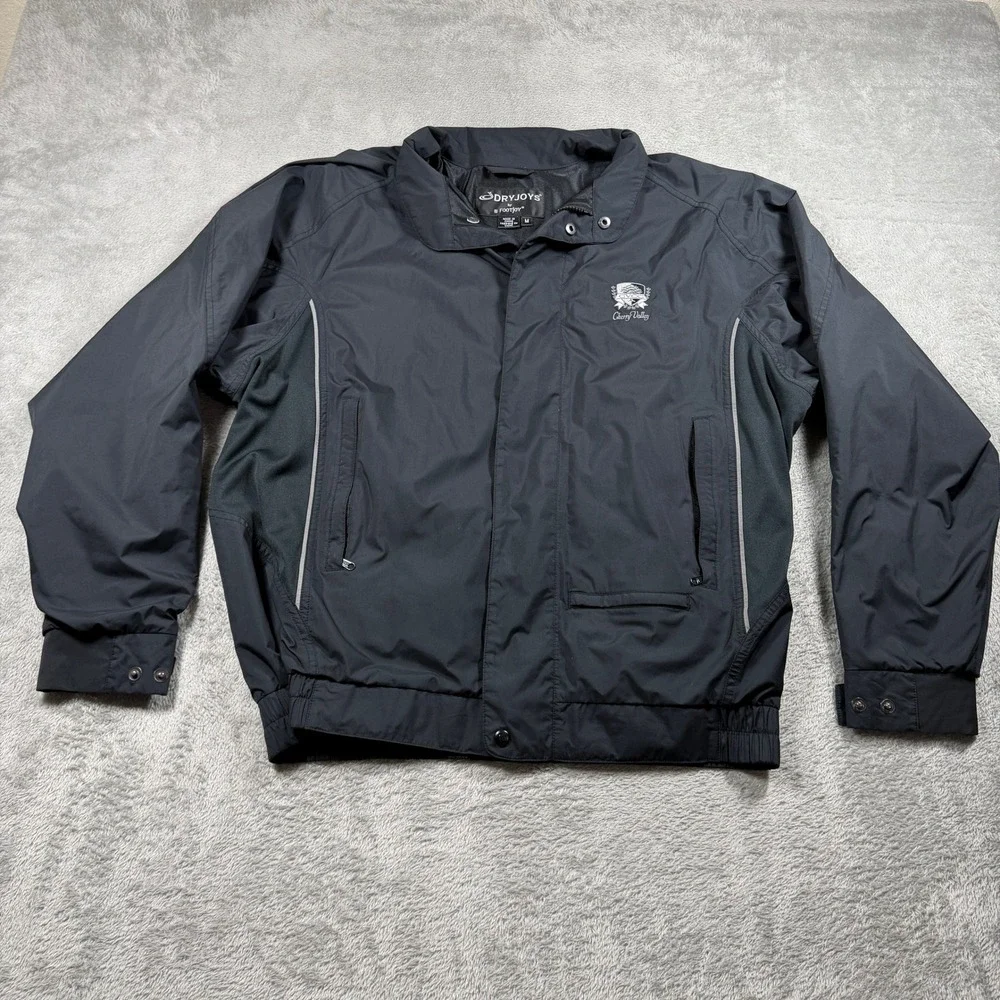 FootJoy DryJoys Golf Jacket Mens Medium Black Bomber Full Zip Windbreaker